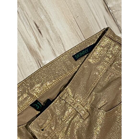 Benetton gold metallic skinny jeans size 31 - Picture 3 of 6